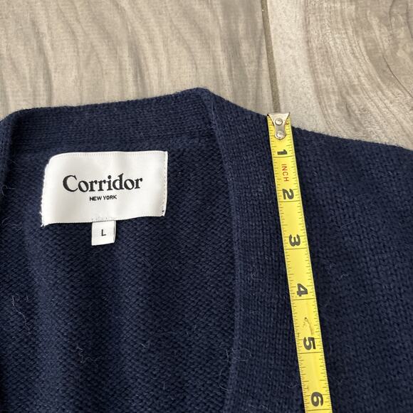 Corridor New York Navy Blue Cardigan Baby Alpaca & Merino Wool Size Large - Picture 7 of 12